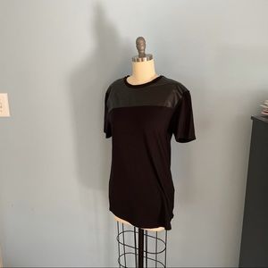 Zara Men’s Faux Leather Black T-shirt Size S